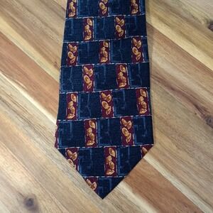 Vintage Tesoro Rosso Tie Necktie 100% Silk‎ Hand Made Abstract Designer